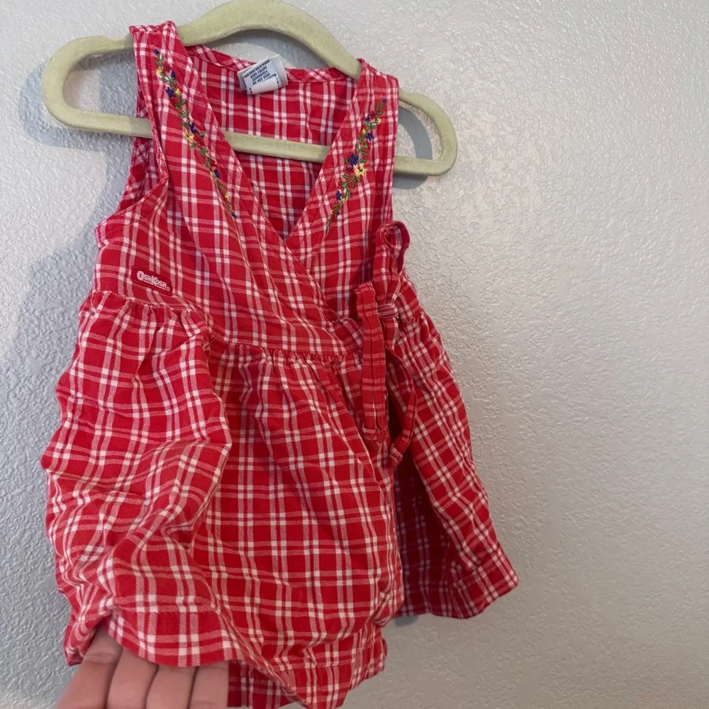 OshKosh‎ B'Gosh Vintage Red Gingham Wrap Dress - Picture 3 of 7